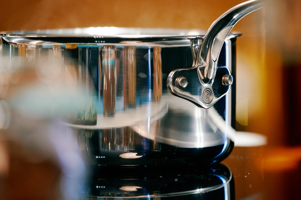 Stainless Steel Tri-Ply Set of 6 – 14cm, 16cm, 18cm & 20cm Saucepans; 24cm Stockpot and 24cm Frying Pan