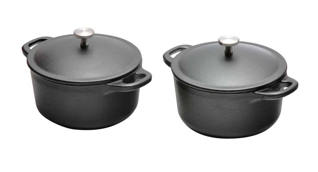 Cast Iron 10cm Mini Casserole Dishes - Set of 2