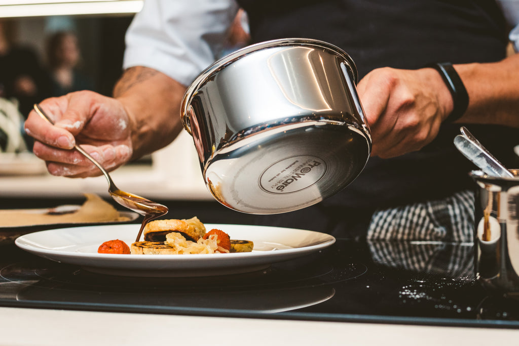 Stainless Steel Tri-Ply Set of 6 – 14cm, 16cm, 18cm & 20cm Saucepans; 24cm Stockpot and 24cm Frying Pan
