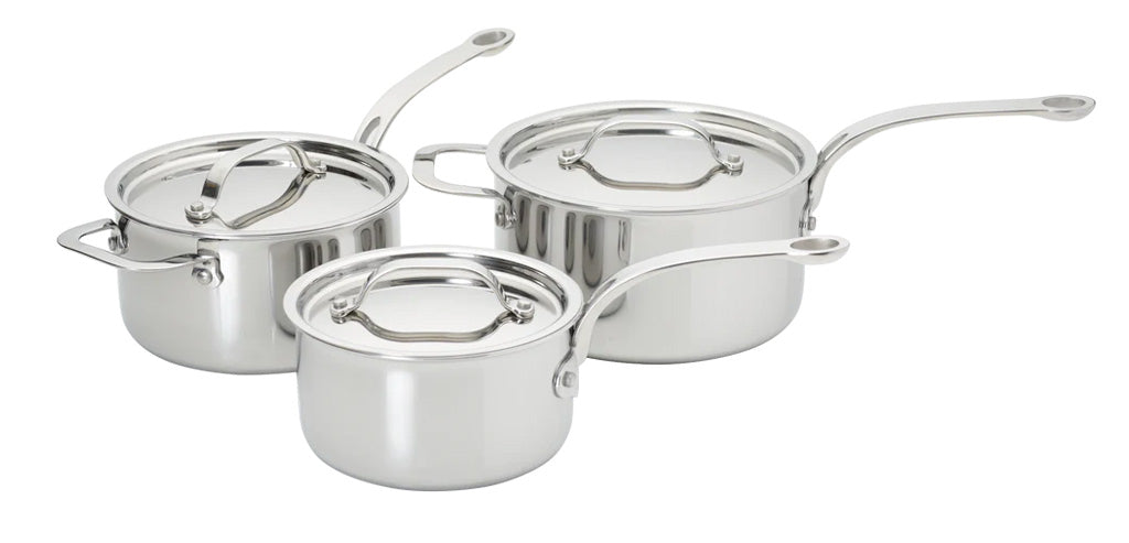 Stainless Steel Tri-Ply Set of 3 – 16cm, 18cm & 20cm Saucepans