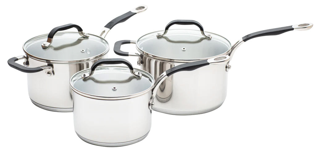 Stainless Steel Base Set of 3 – 16cm, 18cm & 20cm Saucepans