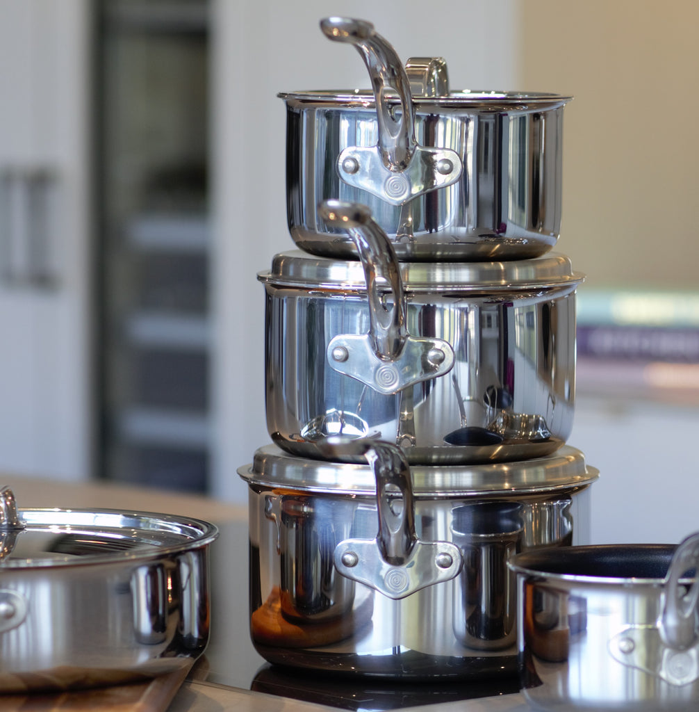 Stainless Steel Tri-Ply Set of 3 – 16cm, 18cm & 20cm Saucepans