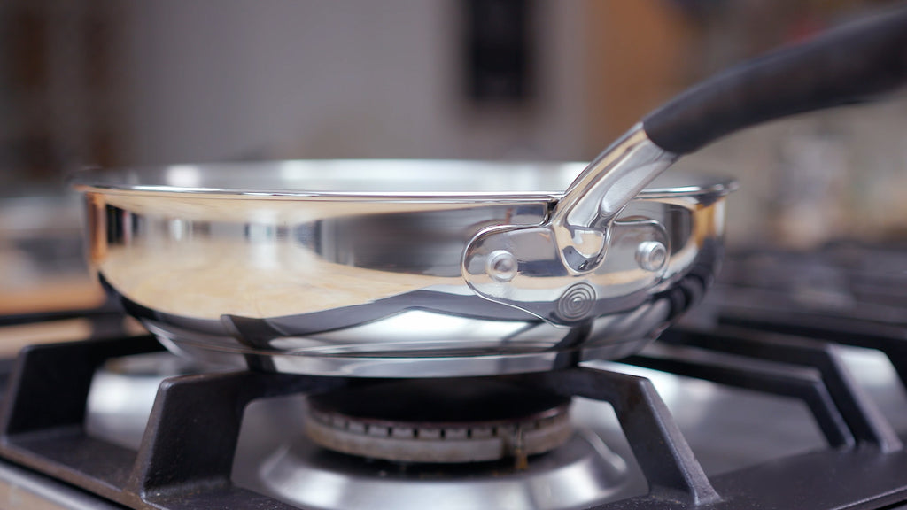 Stainless Steel Base Cookware Set of 5 – 14cm Milk Pan; 16cm, 18cm, & 20cm Saucepans; and 24cm Frying Pan