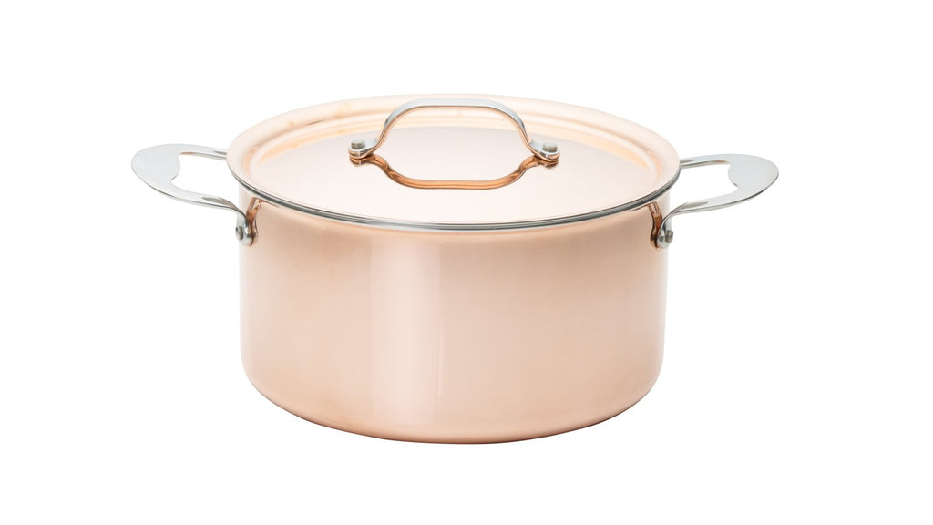 Copper Tri-Ply Set of 3 – 16cm Saucepan, 24cm Stock Pot & 24cm Non-Stick Frying Pan