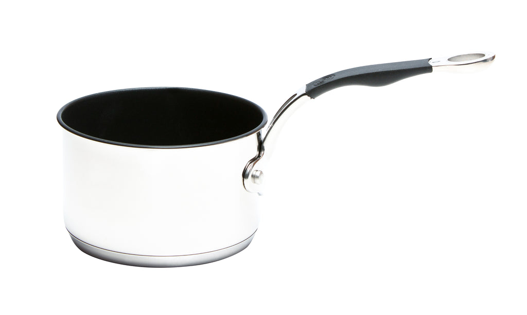 Stainless Steel Base Cookware Set of 5 – 14cm Milk Pan; 16cm, 18cm, & 20cm Saucepans; and 24cm Frying Pan
