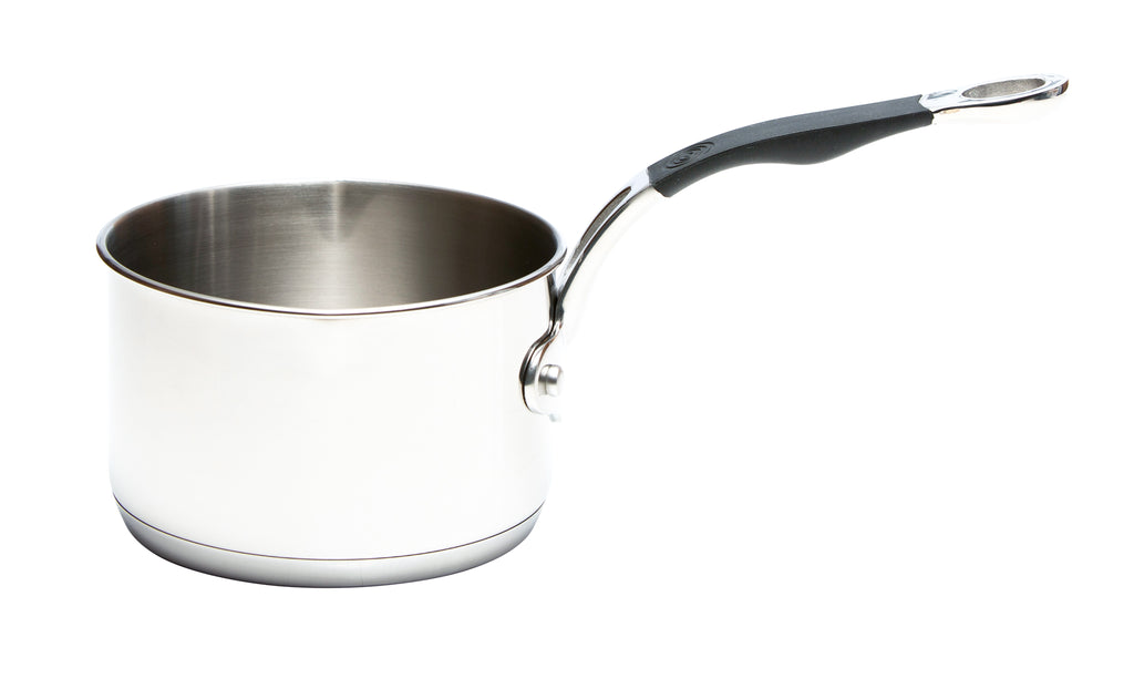 Stainless Steel Base Cookware Set of 5 – 14cm Milk Pan; 16cm, 18cm, & 20cm Saucepans; and 24cm Frying Pan
