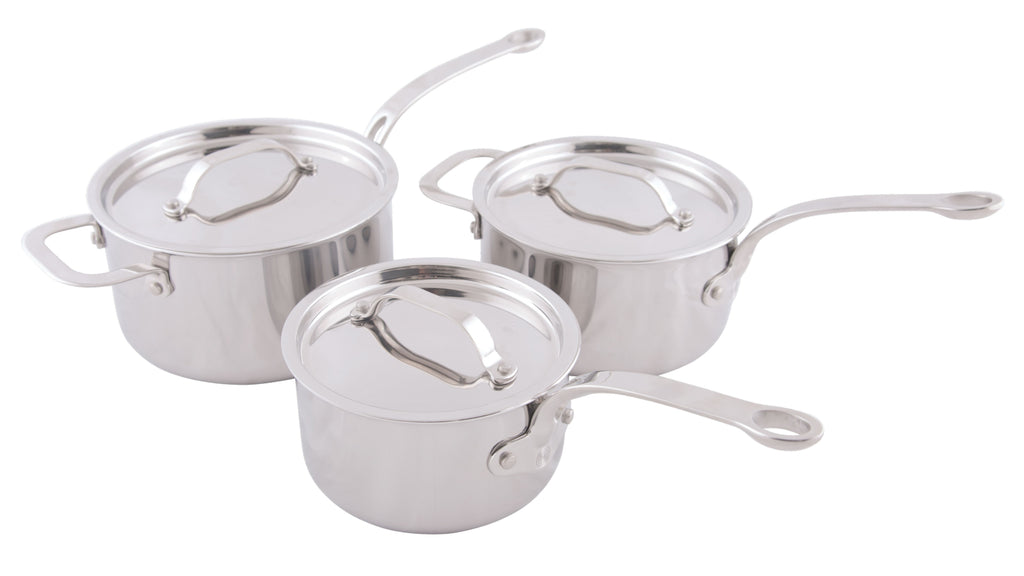 Stainless Steel Tri-Ply Set of 3 – 16cm, 18cm & 20cm Saucepans