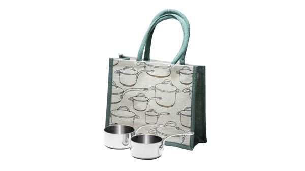Set 2 Stainless Steel Tri-Ply Mini Pans with Small Tote Bag
