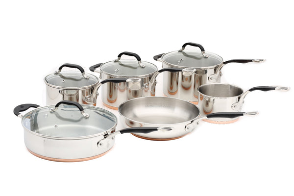 Copper Base Set of 6 - 14CM, 16CM, 18CM & 20CM SAUCEPANS; 24CM FRYING PAN AND 26CM SAUTÉ PAN