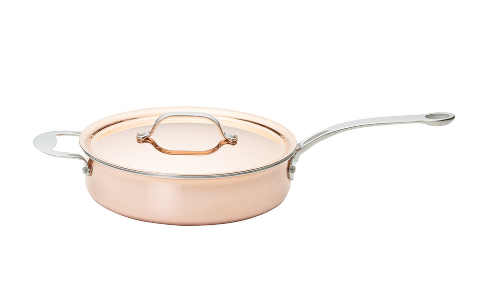 Copper Tri-Ply Set of 6 – 14cm, 16cm, 18cm, 20cm Saucepans, 24cm Sauté Pan & 24cm Non-Stick Frying Pan