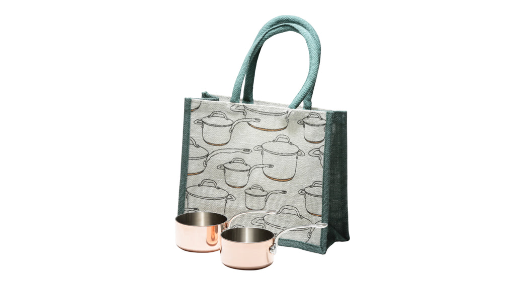 Set 2 Copper Tri-Ply Mini Pans with Small Tote Bag
